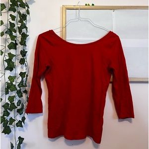 J. Crew 3/4 Sleeve Red Scoop Neck Top Women's S